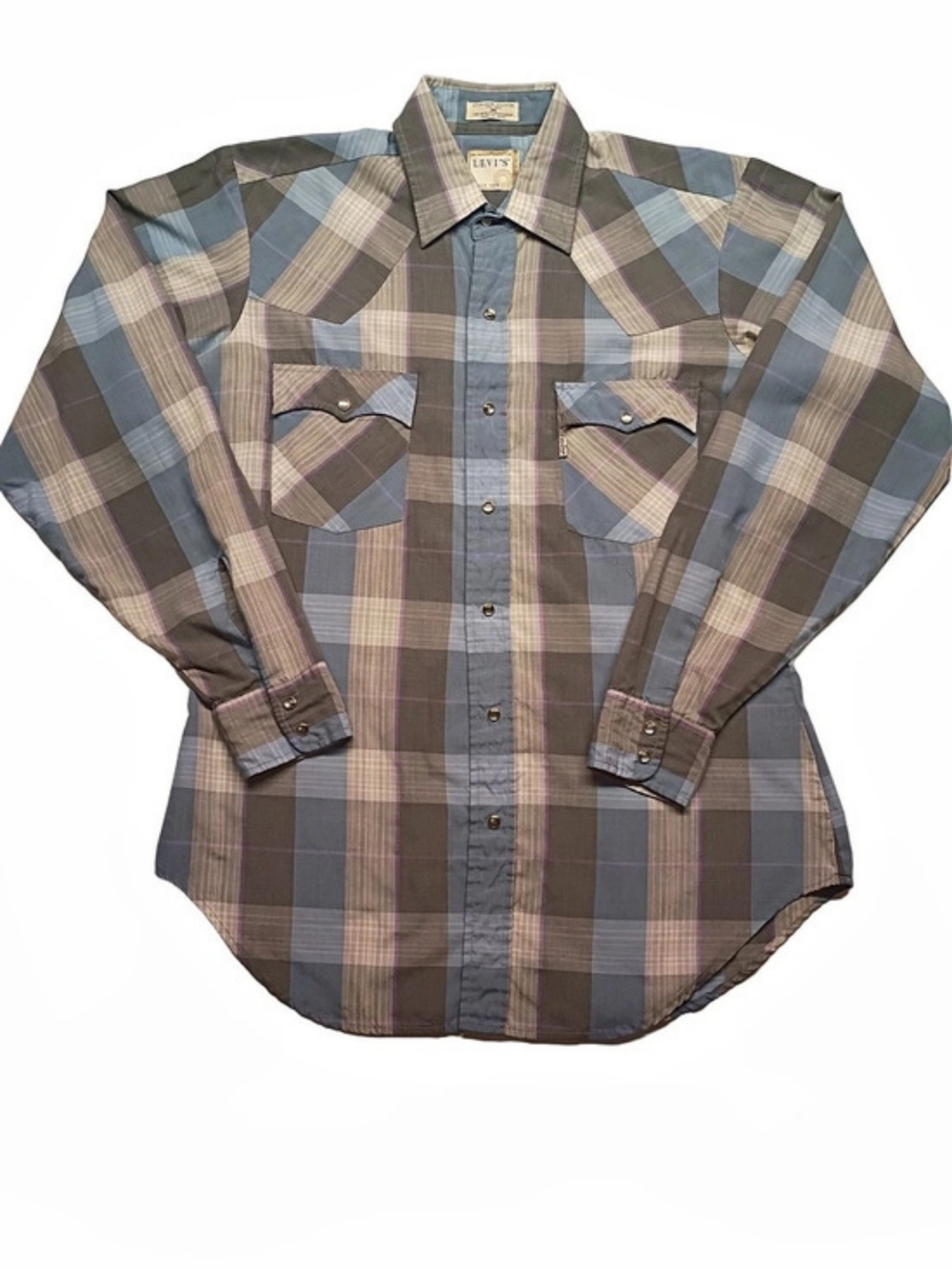 Levi's Classic Western Standard Fit Shirt Plaid Button Down in Blue & Brown Med